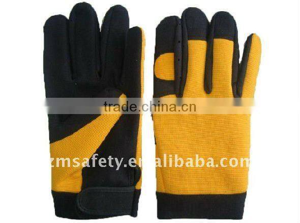 Durable spandex leather mechaics gloves for skid-proof