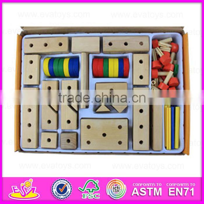 2015 Wooden screw knocking toy,Educational DIY toy screw combination,Children loading to knock the ball down the car toy W03C015