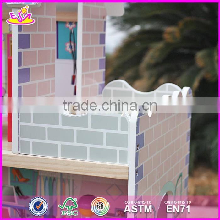 2017 new design lovely pretend play wooden girls dollhouse W06A161