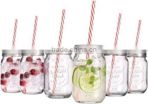 Drinking Glasd Mason Jar With Handle Lid Straw Party Mug Glass Cup