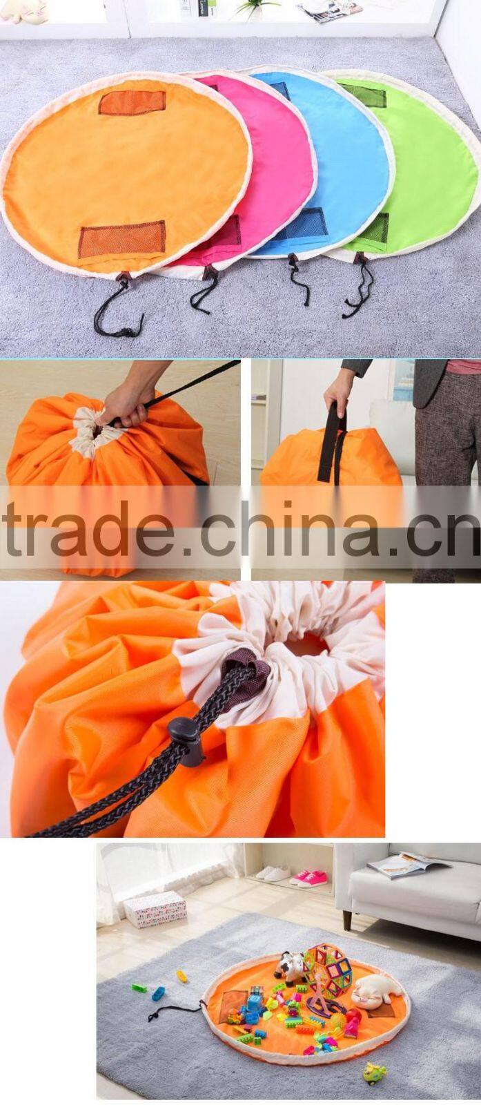 Foldable Kids Toy Storage Bag outdoor Playing Mat Toys Organizer