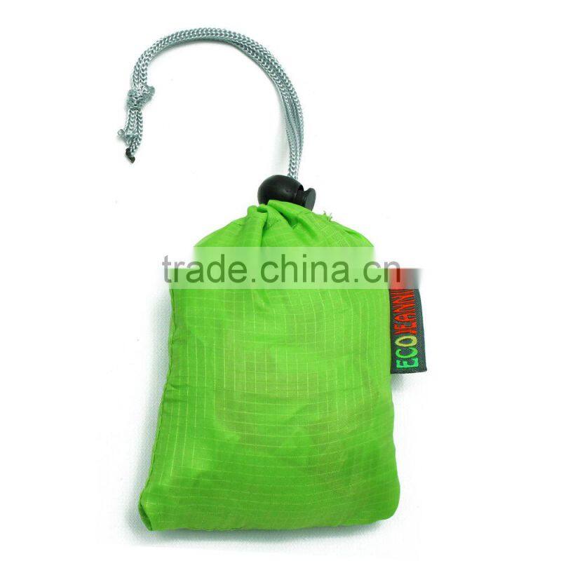 NEW Eco Friendly Ripstop Nylon Foldable Reusable Bag Grocery Shopping Tote Bag with velcro on the top of the handles