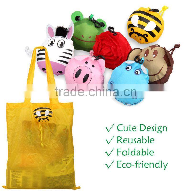 Cute pets reusage foldable folding shopping tote bags