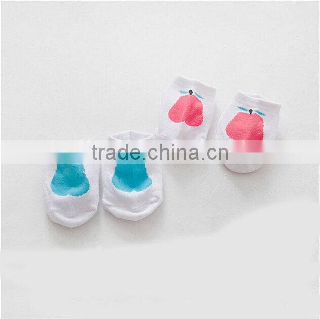 Lovely Pear Pattern White Polyester Socks Custom Print Baby Socks