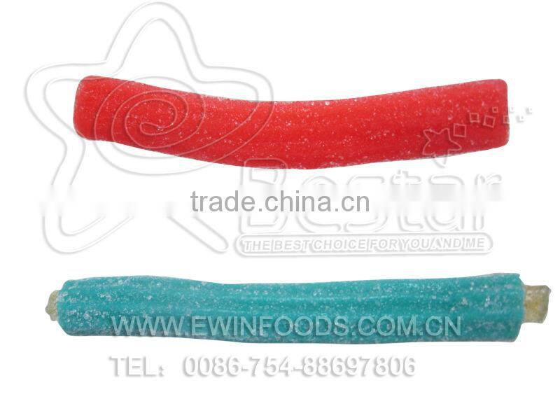 Fruity Flavor Sour Stick Gummy Candy Filled With Sour Powder