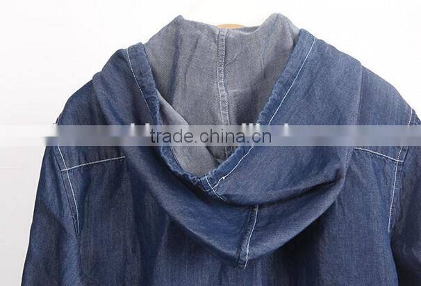 Cotton denim shirt with hoody hat