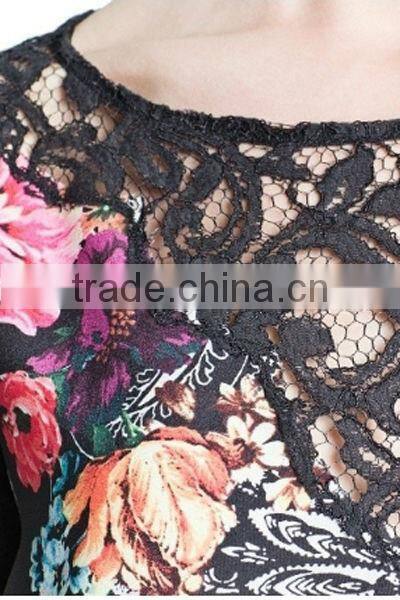 HD-D105 2014 hot design elegant women lace floral dress/casual ladies dress