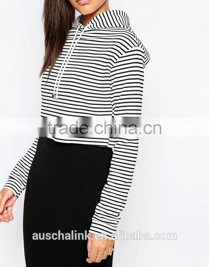new style lady bulk stripe cropped sweatshirts two colors