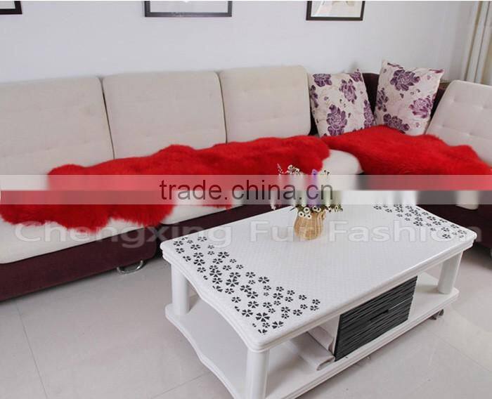 CX-D-112 Real Lamb Sheepskin Fur Wool Throw Blanket Fur Rug