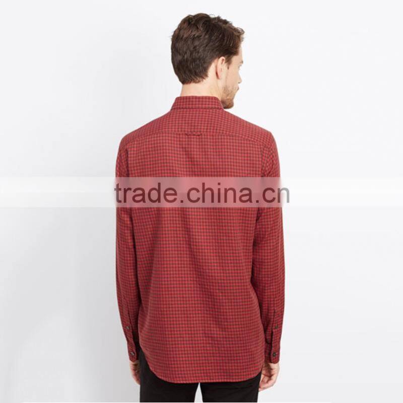 Custom hot stylish plaid red business dress formal shirts for men