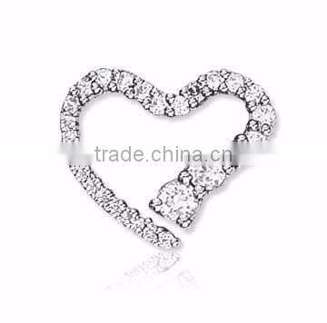 Silver Plated Heart Shape CZ Studded Pendant
