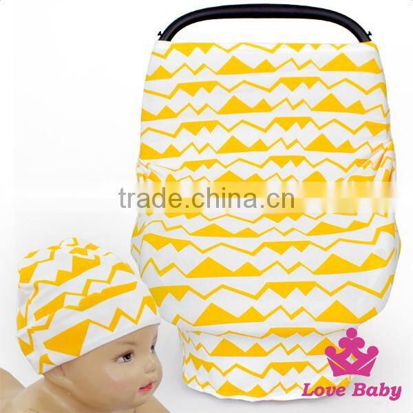 New Design Baby Product Printed Car Cover With Same Fabric Hat Mother Public Location Feeding Hood
