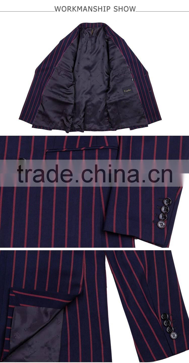 Daynoliao 2016 Double Breasted Vertical stripe T/R Material hot sale Offical Men's Suits