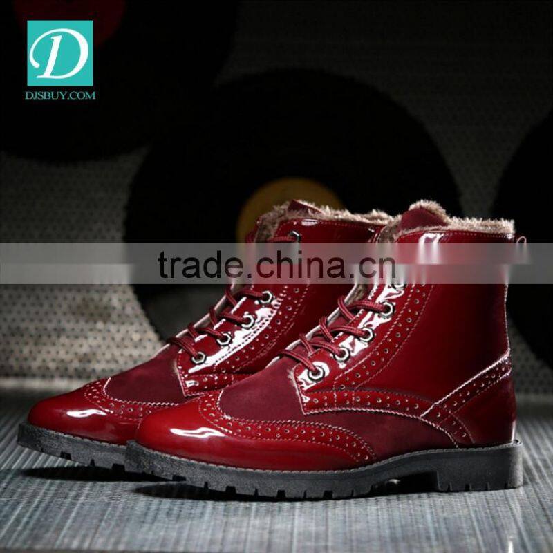 New Boots Mens Casual Patent Leather Winter Round Toe Martin Boots