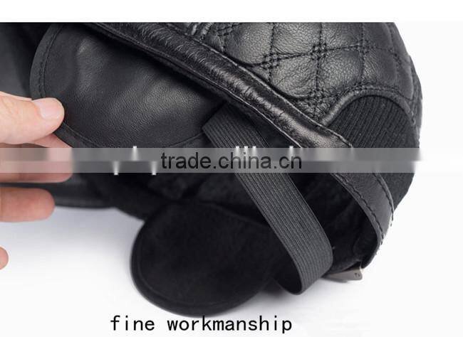 fashionable black genuine leather baseball hat cap