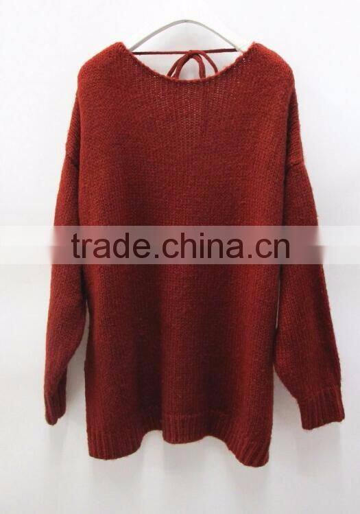 Runwaylover New Design 2017 Ladies Fashion Backless Wool Pullover Sweaters