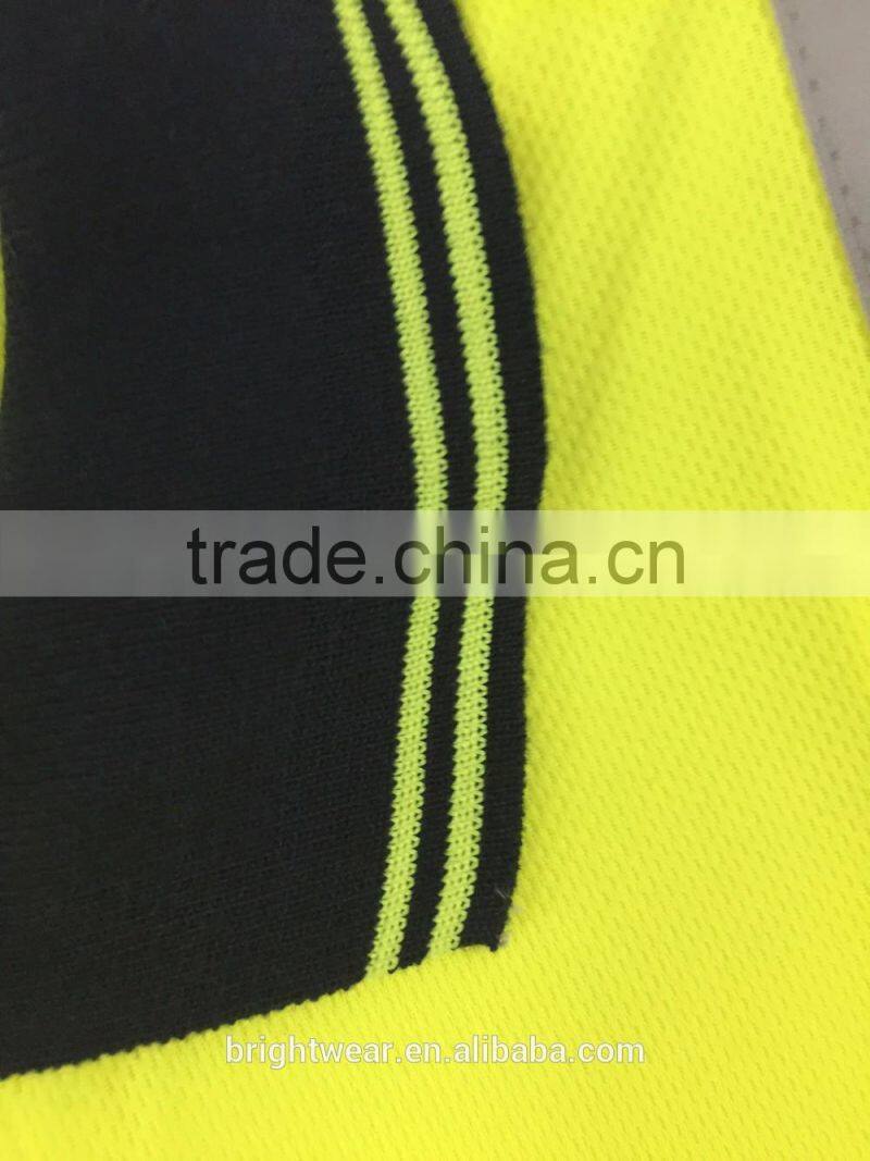 Mens two-tone flame retardant fluorescent reflective sew-on tape workwear safety polo shirt