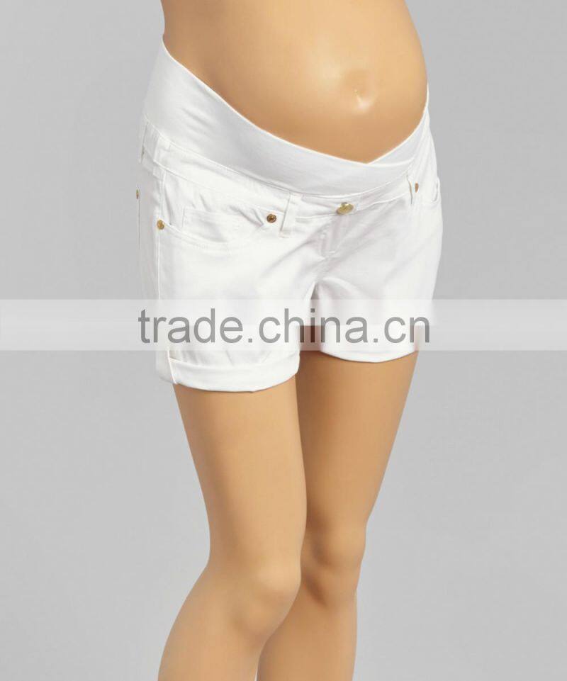 New Arrivals Maternity Shorts With White Crisscross-Waist Under-Belly Maternity Shorts Women Wear WP80817-13