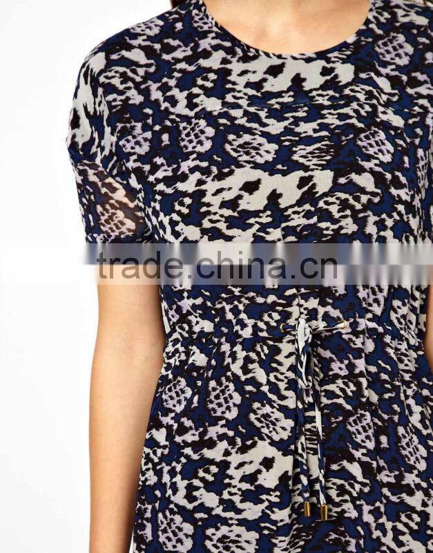 Abstract Animal Drawstring Dress