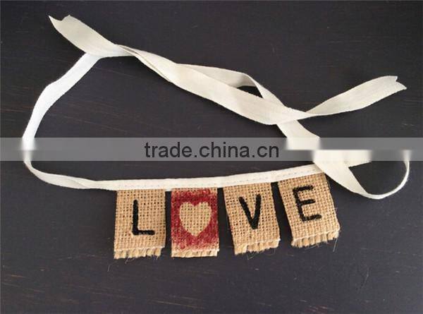 LOVE tiny & shabby hessian Cake Topper Micro Mini Bunting Fun Cupcake Decor