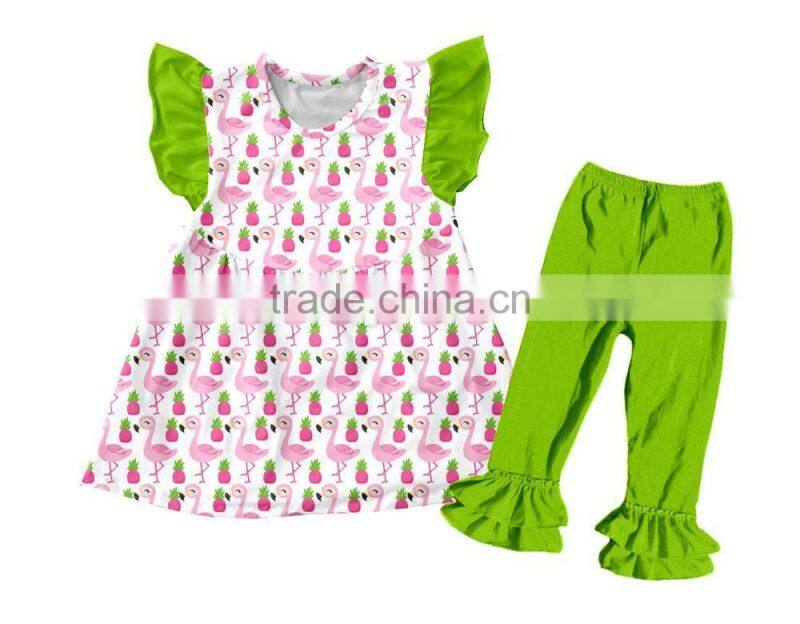 Boya Newest Wholesale Baby Girls Boutique Clothing Fall Printing Ruffle Tops And Icing Sets Giggle Moon Remake Outfits