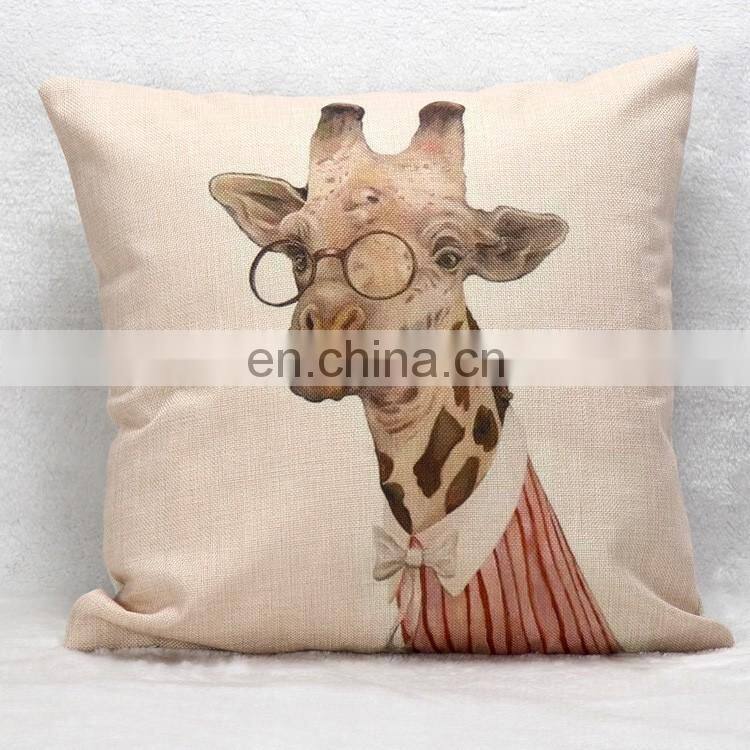 Mr Animals Cushhion Cover Linen Pillow