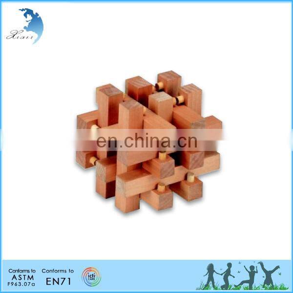High quality 3d wooden intellectual cube puzzle for kids