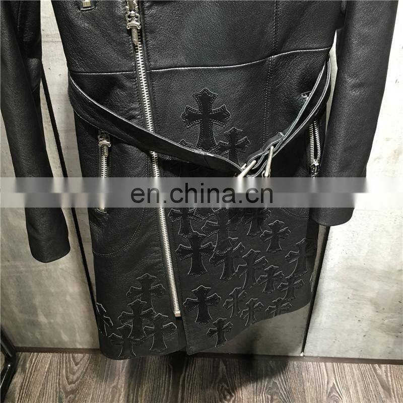 Wholesale New Product Sheep Skin Leather Coats Fashion Genuine Long Leather Coat