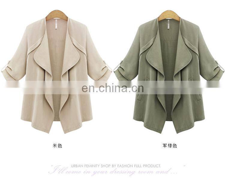 autumn 2017 collection fashion khaki irregular design thin coat classic wonem's coat