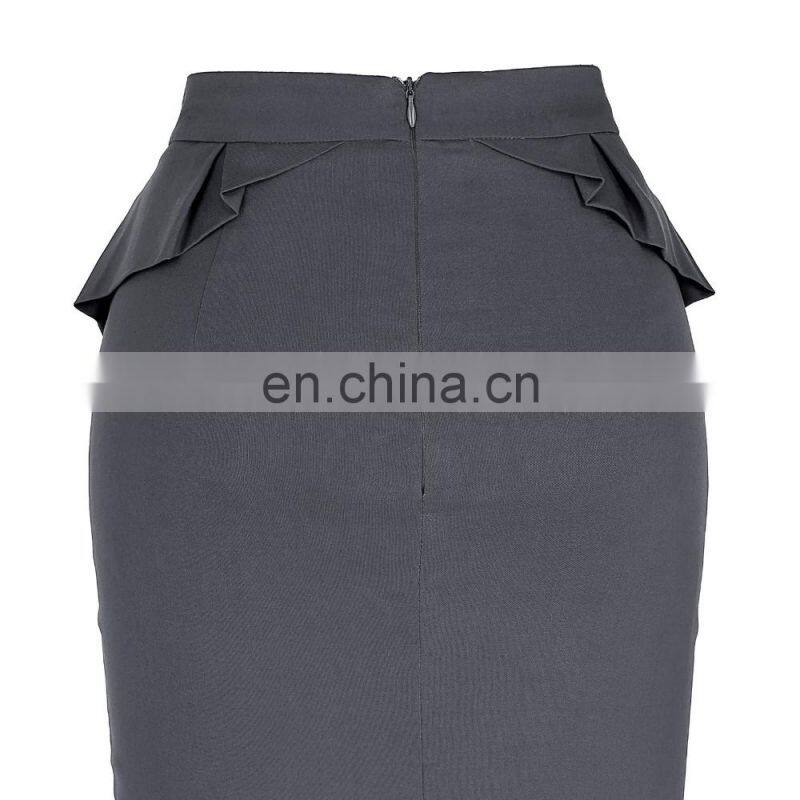 Grace Karin Womens Solid Color High Stretchy Hips-Wrapped Grey Vintage Retro Pencil Skirt CL010454-5