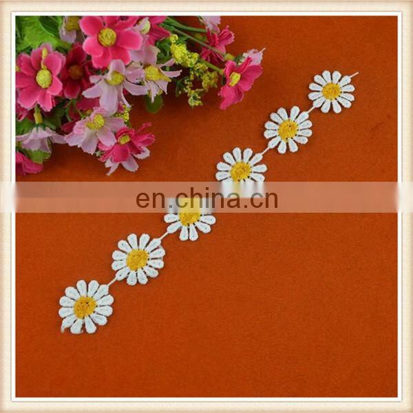 Hot sale cheap crochet sunflower lace decorative motif lace trims for chocker/garment
