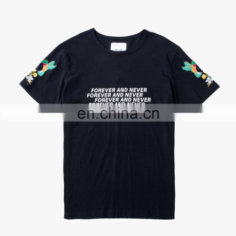 DiZNEW Clothing Manufacturers Custom Mens Cotton Embroidery Plain Black T shirt