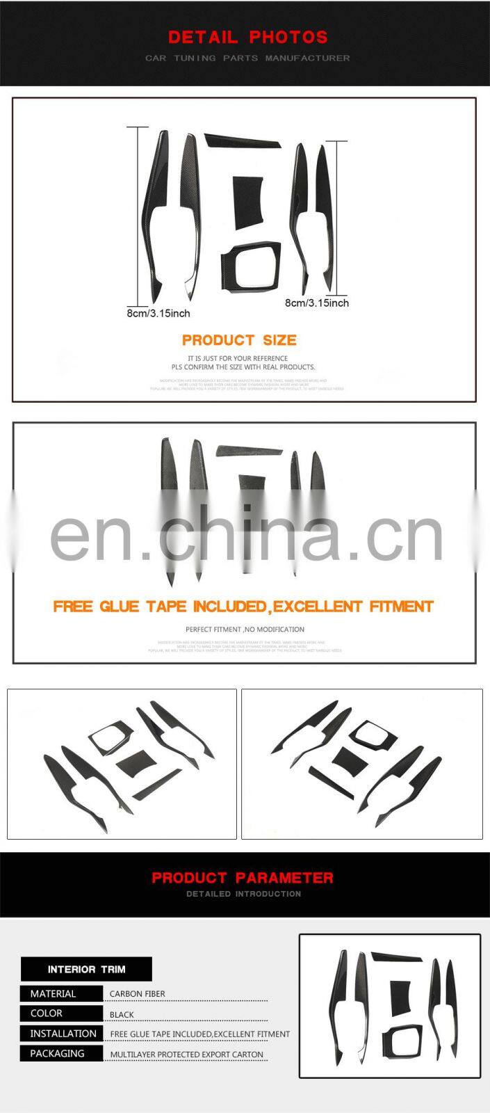 Dry Carbon Fiber G20 Interior Trims for BMW 3 Series G20 2019-2020 7pcs/set