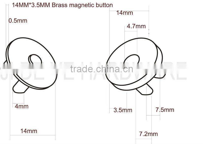 14mm brush nickel brass magnetic button 10mm