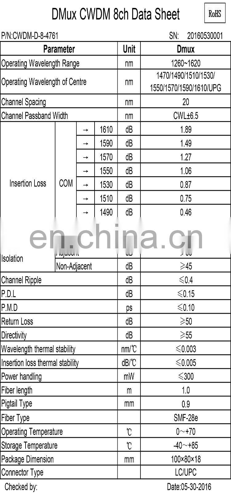 Max,DMux CWDM 8ch,WDM/FWDM/CWDM with manufacture price, ABS box lc upc connector,