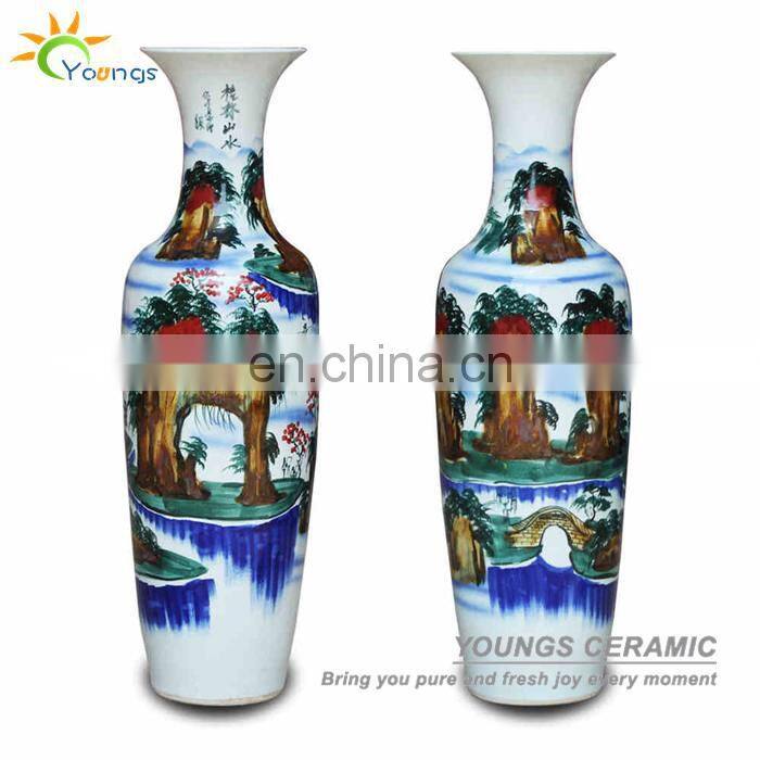 H1.2meter tall hand painted China GuiLin Shanshui design porcelain big vases