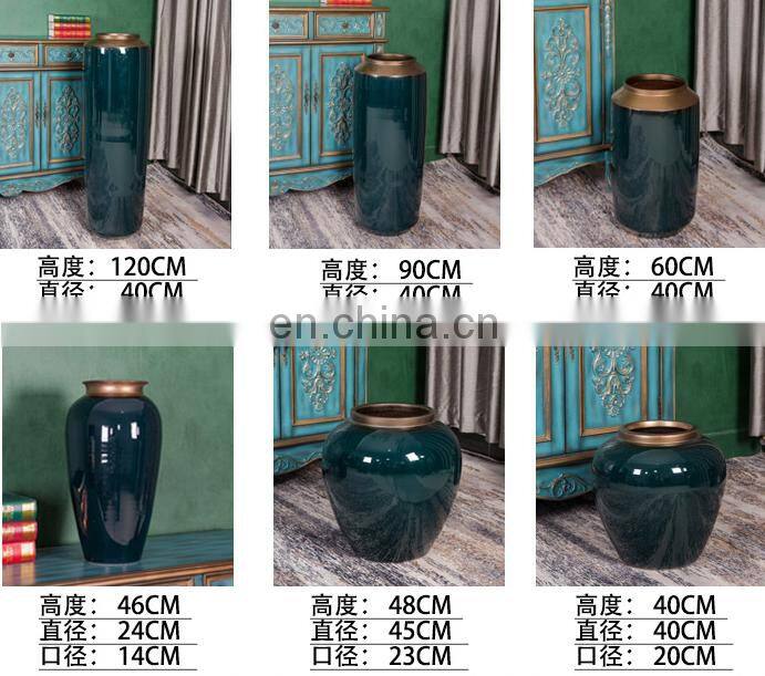 High quality drak green big and small different size ceramic porcelain vase