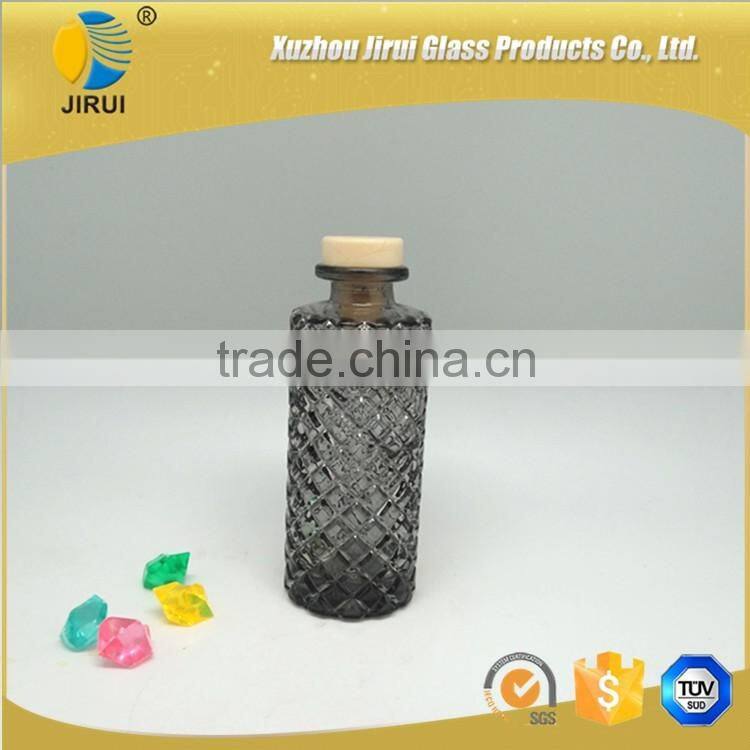 160ml smoke grey reed diffuser glass bottle with cork closure