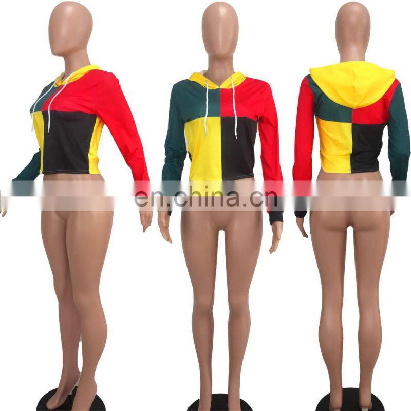 Spring and summer new hooded casual sports sweater hooded stitching fashion loose large size manufacturers wholesale custom