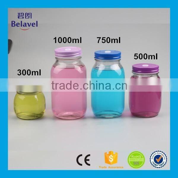 Food grade empty glass storage jar round clear glass honey jar