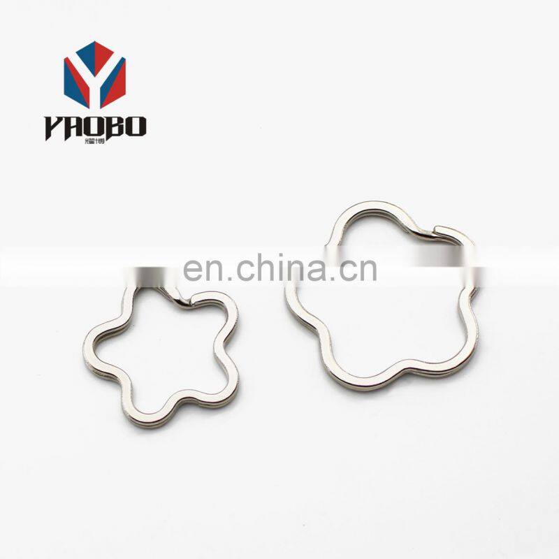 Well Designed Custom Metal Key Chain Flat Flower Shape Split Ring For Locks