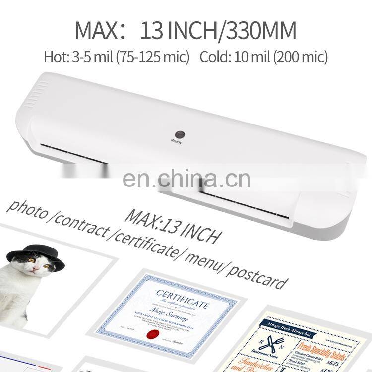Quartz tube 2 rollers A3 Laminator HotLaminator Plastic Laminating Machine Manual Table thermal laminator machine