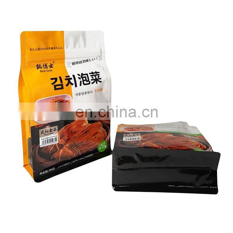 1kg kimchi aluminium foil packaging pouch ziplock bag food grade flat bottom plastic bag heat seal pickles packaging with window