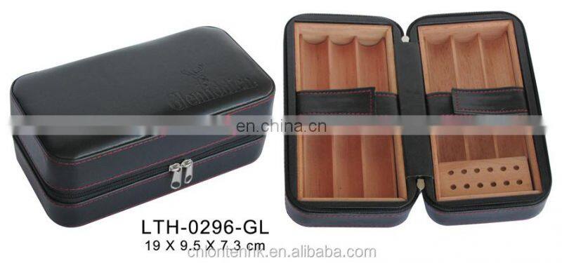 custom modern made in china luxury spanish cedar wooden shelves Leather travel Cigar case humidor