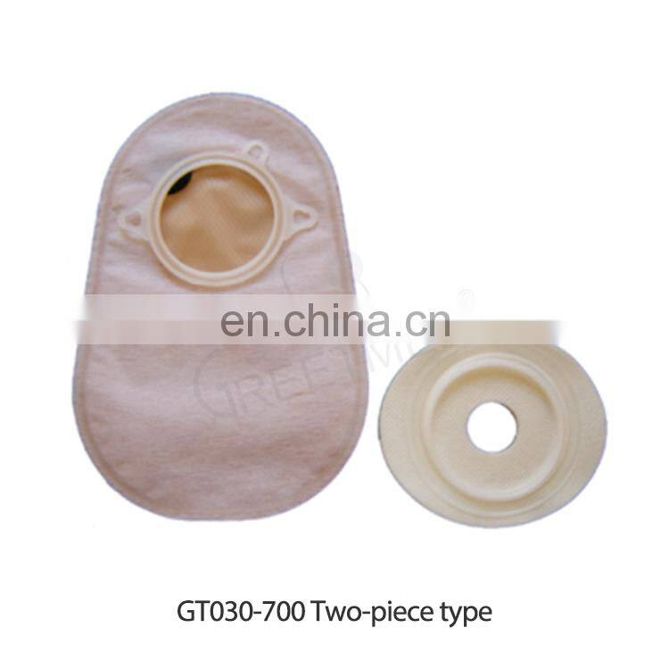 Colostomy Bag with Clip China Disposable 57 Mm 70 Mm Size Single Use Two Piece PVC Ce OEM Service Greetmed EOS 3 Years Class II