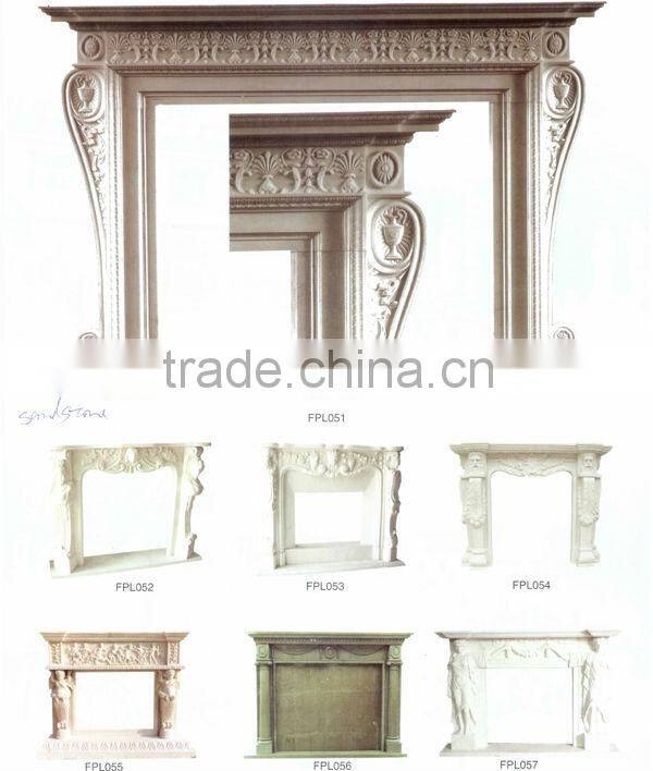 Beige Stone Fireplace