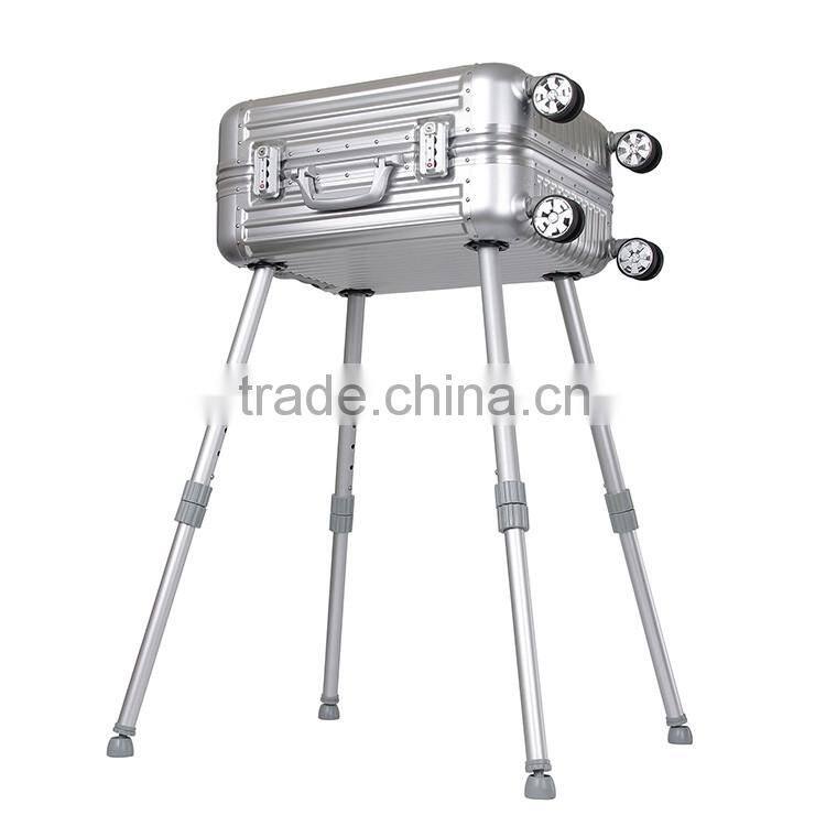 Factory direct wholesale makeup tool organizer case with lighted mirror and legs