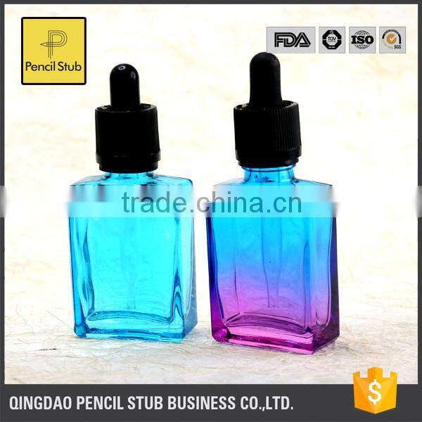 glass dropper bottles 30ml blue and gradully empty glass bottles with dropper with childproof evident cap e liquid bottle