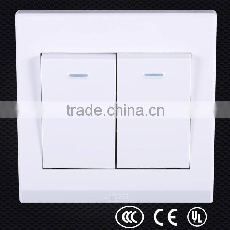 lastest wholesales price BS 2 gang one way switch, plate switch, push light switch