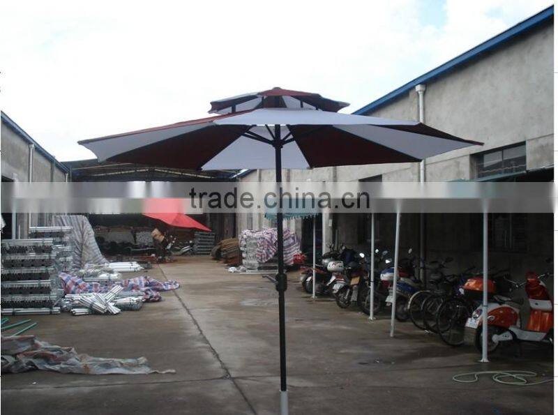 Two tier patio umbrella with crank parasol 3 meter umbrella